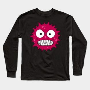 Angry red virus with fierce eyes Long Sleeve T-Shirt